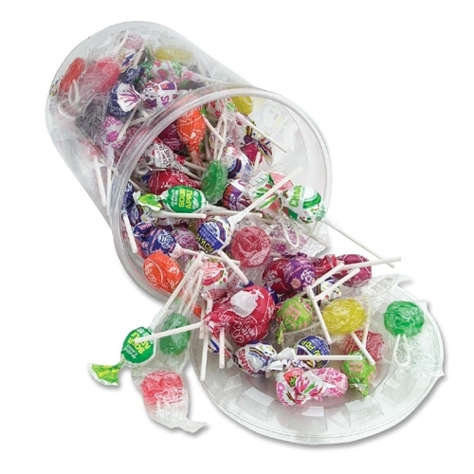 Picture of Office Snax Tub of Candy, Popular Brand Lollipops,