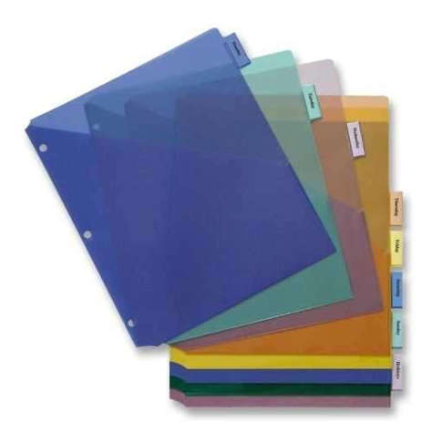 Picture of Business Source Poly Index Dividers  w/ Pocekt  8-1/2"x11"  8-Tab  Multi (Pack of 9)