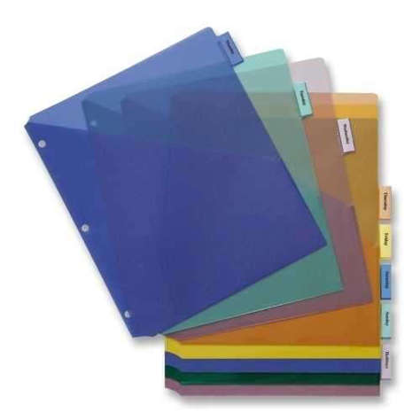 Picture of Business Source Poly Index Dividers  Double Pocket  8-Tab  8-1/2"x11"  Multi (Pack of 8)