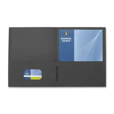 Picture of Business Source 2-Pocket Folders  Dblpckt  125 Sh Cap  11"x8-1/2"  25/BX  BK (Pack of 3)