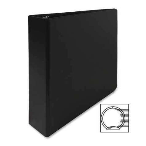 Picture of Business Source Round Ring Binder  2" Capacity  11"x8-1/2"  Black (Pack of 8)