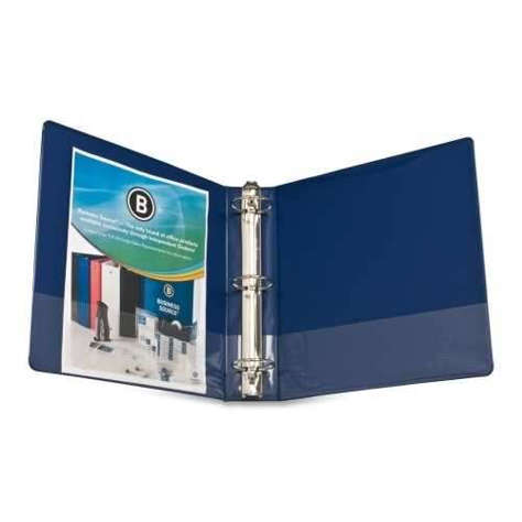 Picture of Business Source Round Ring Binder  w/ Pockets  2"  Dark Blue (Pack of 8)