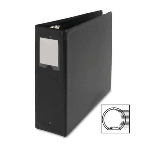 Picture of Business Source Round Ring Binder w/Label Holder 3" Cap. 11"x8-1/2" BK (Pack of 5)