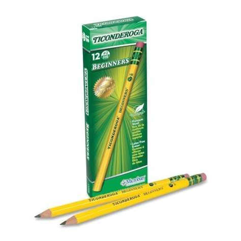 Picture of Dixon Ticonderoga Company Beginner's Pencil  No. 2  With Eraser  Yellow (Pack of 5)