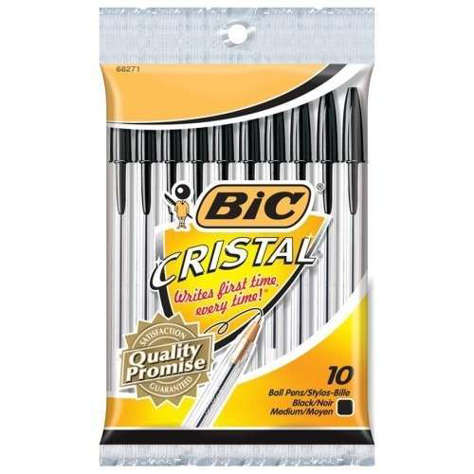 Picture of Bic Corporation Stic Ballpoint Pen  Medium Point  10/PK Black/Clear Barrel (Pack of 10)