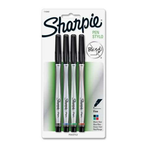 Picture of Sanford Ink Corporation Sharpie Pen  Permanent  Fine Point  4/ST  Assorted (Pack of 4)