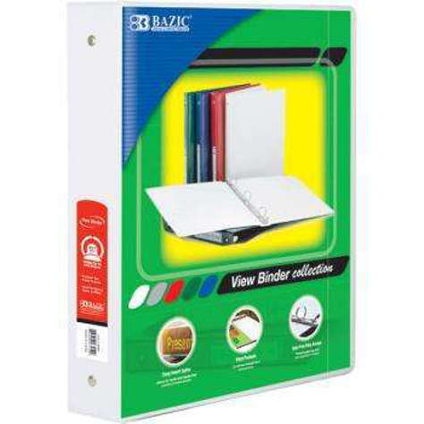 Picture of BAZIC 1.5 White 3-Ring View Binder w/ 2-Pockets (Pack of 12)"