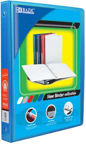 Picture of Bazic 1/2 Cyan 3-Ring View Binder with 2-Pockets (Pack of 12)"