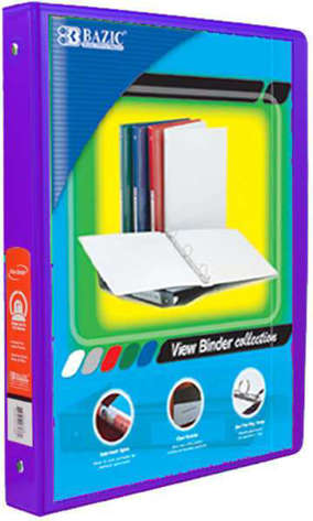 Picture of BAZIC 1/2 Purple 3-Ring View Binder w/ 2-Pockets (Pack of 12)"