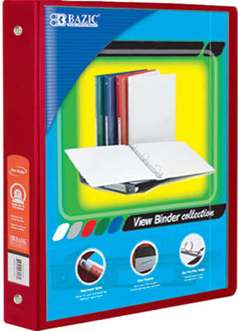 Picture of BAZIC 1.5 Red 3-Ring View Binder w/2-Pockets (Pack of 12)"