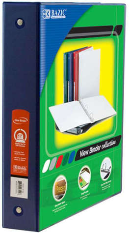 Picture of BAZIC 1.5 Blue 3-Ring View Binder w/2-Pockets (Pack of 12)"