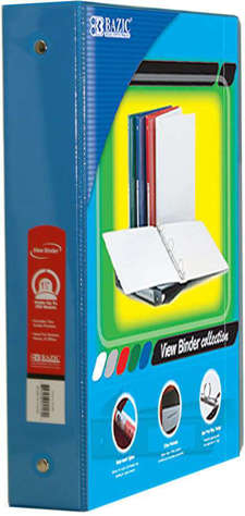 Picture of BAZIC 1.5 Cyan 3-Ring View Binder w/ 2-Pockets (Pack of 12)"