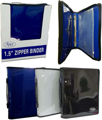 Picture of 1.5 3 Ring Zipper Binder in Assorted Colors (Pack of 12)"