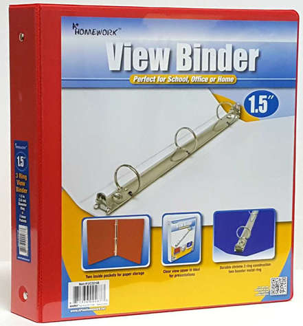 Picture of 1.5 Clear View Pocket Binder - Red (Pack of 12)"