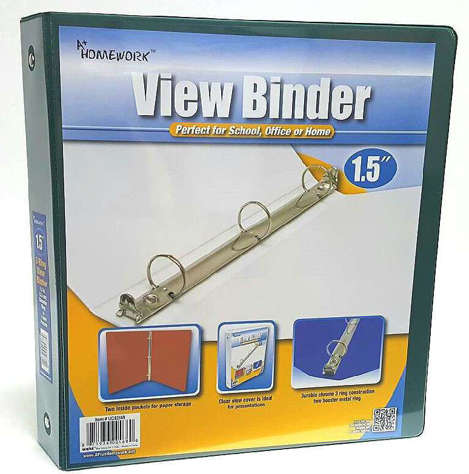 Picture of 1.5 Clear View Pocket Binder - Dark Green (Pack of 12)"
