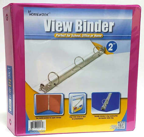 Picture of 2 Clear View Pocket Binder - Fuchsia (Pack of 12)"