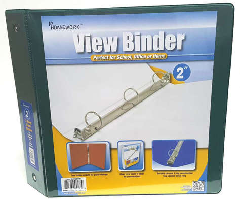 Picture of 2 Clear View Pocket Binder - Dark Green (Pack of 12)"