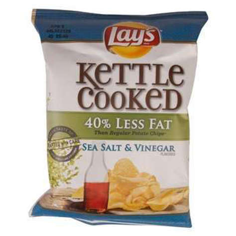 Picture of Lay's Salt & Vinager Kettle Potato Chips, Reduced Fat, Single-Serve, 1.38 Oz Bag(case of 64)