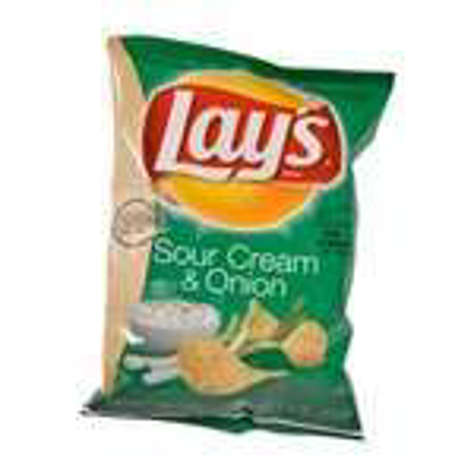 Picture of Lay's Reduced-Fat Sour Cream & Onion Potato Chips, Large Single-Serve, 1.5 Oz Bag(case of 64)