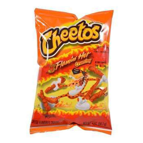 Picture of Cheetos Crunchy Flaming Hot Cheese Curls, Large Single-Serve, 2 Oz Bag(case of 64)