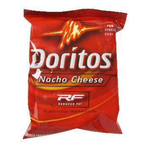 Picture of Doritos Nacho Cheese Tortilla Chips, Reduced-Fat, Whole Grain, Single-Serve, 1 Oz Bag(case of 72)