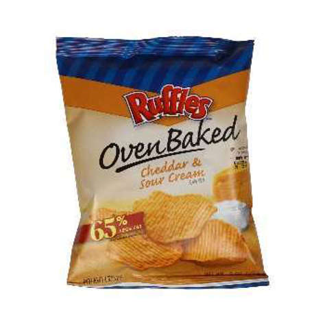 Picture of Ruffles Baked Cheddar Sour Cream Potato Chips, Single-Serve, 0.8 Oz Bag(case of 60)