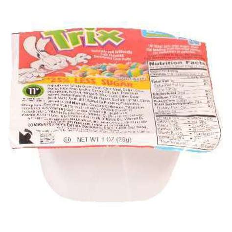 Picture of General Mills Trix Cereal, Whole Grain, Reduced Sugar, Bowl, 1 Oz Each, 96/Case