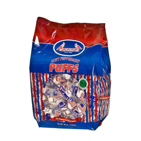 Picture of Red Bird Soft Peppermint Puffs Mints  Individually Wrapped  46 Oz Bag