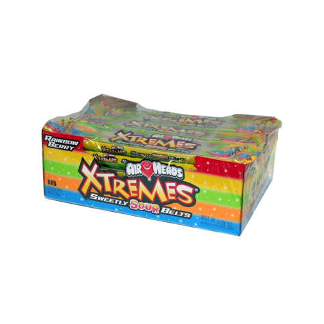 Picture of Airheads Xtremes Sour Belts Sugar-Coated Candy  Rainbow Berry  18 Ct Box