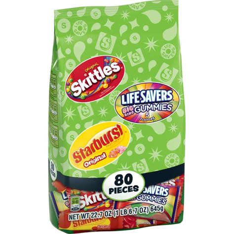 Picture of Mars Variety Pack Candy  Skittles/Starburst/Lifesavers  80 Ct Box