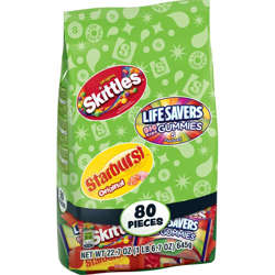 Picture of Mars Variety Pack Candy  Skittles/Starburst/Lifesavers  80 Ct Box