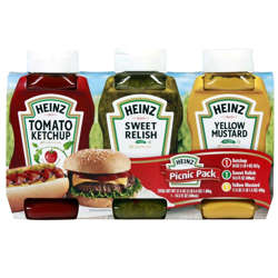 Picture of Heinz Picnic Pack  Includes Ketchup/Relish/Mustard  3 Ct Package