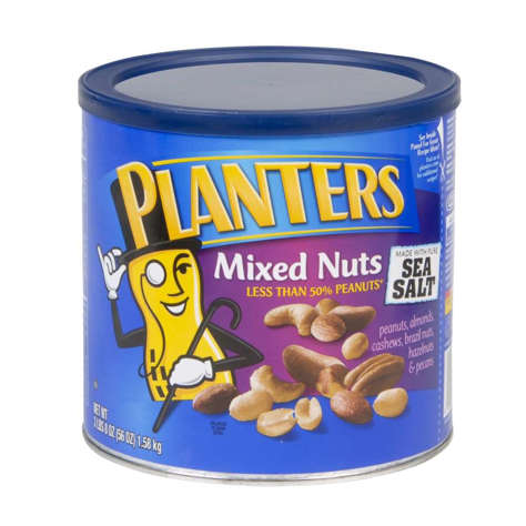 Picture of Planters Salted Mixed Nuts  with Peanuts  56 Oz Can