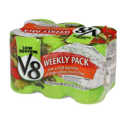 Picture of V8 100% Low-Sodium Vegetable Juice  Shelf-Stable  Single-Serve  5.5 Fl Oz Bottle  48/Case