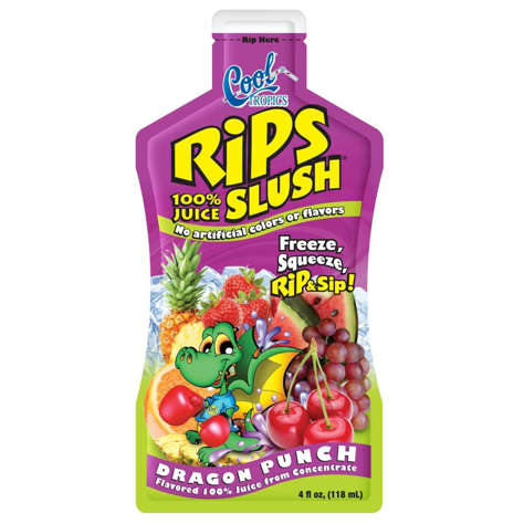 Picture of Cool Tropics RiPS 100% Juice Dragon Punch Slushie Mix  Shelf-Stable  Single-Serve  4 Fl Oz Package  60/Case