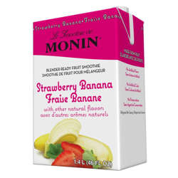 Picture of Monin Strawberry Banana Smoothie Mix  Shelf-Stable  46 Fl Oz Bottle