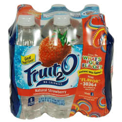 Picture of Fruit2O Natural Strawberry-Flavored No Calorie Water  16 Fluid Ounce  6 Ct Package  4/Case