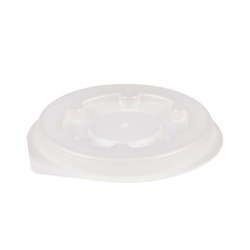 Picture of Dinex Plastic Flat Lids  Translucent  Polystyrene  for 8 Ounce Mugs & 5 Ounce Bowls  2000/Carton