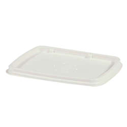 Picture of Dinex Plastic Lids  White  Polystyrene  for 6 Ounce Rectangular Soup Bowls  1000/Carton