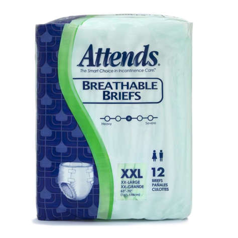 Picture of Attends 2X-Large Heavy to Severe Absorbency Breathable Briefs  Fits 63-70 Inch Waist  12 Ct Bag  4/Case