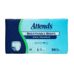 Picture of Attends Large Extra Absorbency Breathable Briefs  Fits 44-58 Inch Waist  24 Ct Package  3/Case