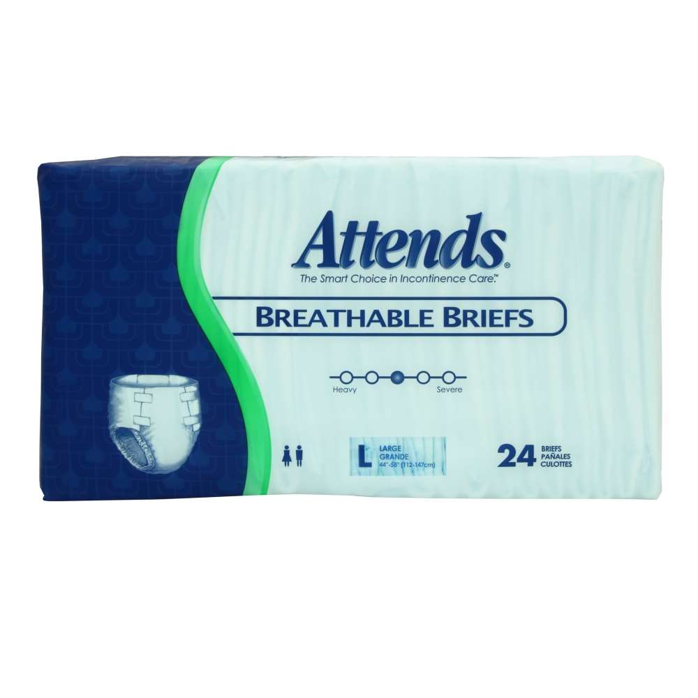 Attends Large Heavy to Severe Absorbency Breathable Briefs Fits 44-58 ...