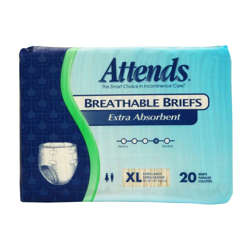 Picture of Attends X-Large Extra Absorbency Breathable Briefs  Fits 58-63 Inch Waist  20 Ct Bag  3/Case