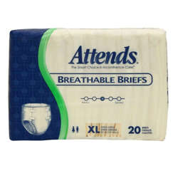 Picture of Attends X-Large Heavy to Severe Absorbency Breathable Briefs  Fits 58-63 Inch Waist  20 Ct Bag  3/Case