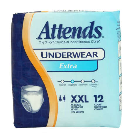 Picture of Attends 2X-Large Extra Absorbency Protective Underwear  Fits 68-80 Inch Waist  12 Ct Bag  4/Case