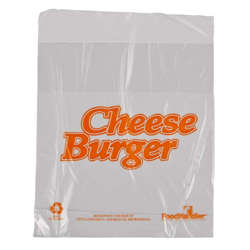 Picture of Foodhandler 6.5 x 7 Inch Plastic Saddle Pack Bags  Orange Cheeseburger Design  2000/Case