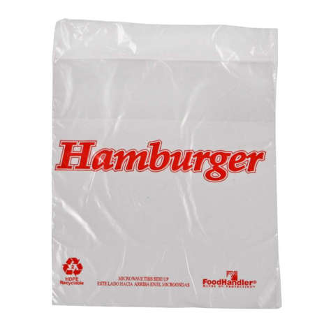 Picture of Foodhandler 6.5 x 7 Inch Plastic Saddle Pack Bags  Red Hamburger Design  2000/Case