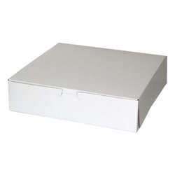 Picture of BoxIT 10 x 10 x 2.5 Inch Clay-Coated Paper Bakery Boxes  White on Kraft  Lock-Corner  250 Ct Package  1/Case