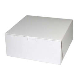 Picture of BoxIT 10 x 10 x 6 Inch Clay-Coated Paper Bakery Boxes  White on Kraft  Lock-Corner  100 Ct Package  1/Case