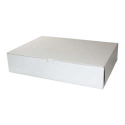 Picture of BoxIT 19 x 14 x 4 Inch Clay-Coated Paper Bakery Boxes  White on Kraft  Lock-Corner  50 Ct Package  1/Case